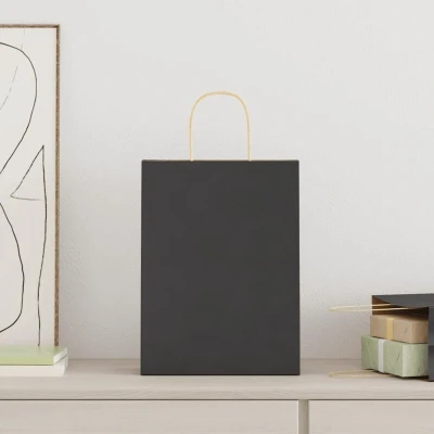 Image of vidaXL Paper Bags 50 pcs with Handles Black 26x12x35 cm