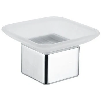 Image of Deck Mounted Soap Dish Holder in Frosted Glass/Chrome