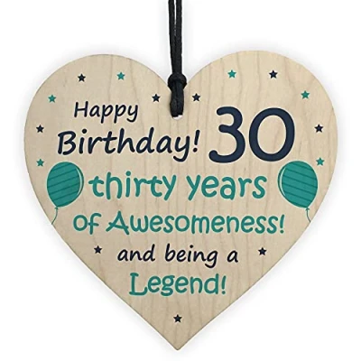 Image of RED OCEAN Novelty 30th Birthday Gift Wood Heart Funny Mum Dad Brother Sister Keepsake