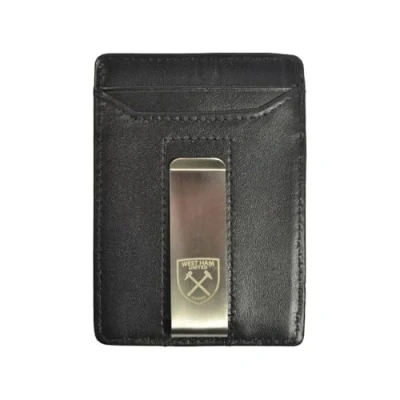 Image of West Ham United FC Leather Money Clip Wallet (One Size) (Black)
