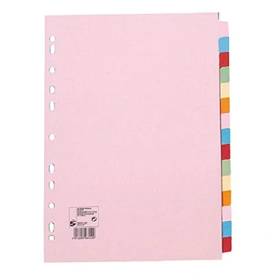 Image of 5 Star Subject Dividers Multipunched Manilla Board 15 Part A4 Assorted [Pack 10]