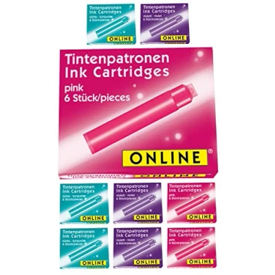 Image of Online 17032 Standard Ink cartridges in a Value Pack, Universal Fountain Pen Ink, Compatible with All pens, Replacement for pens and rollerballs, Colour Black
