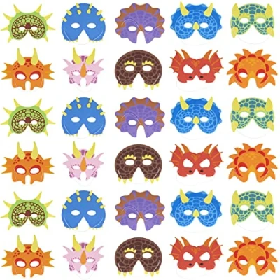 Image of The Twiddlers 30 Dinosaur Foam Masks for Kids Costume Play &amp; Parties