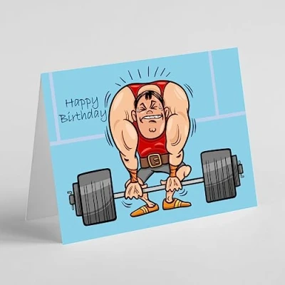 Image of Beebooh cards weightlifter birthday card