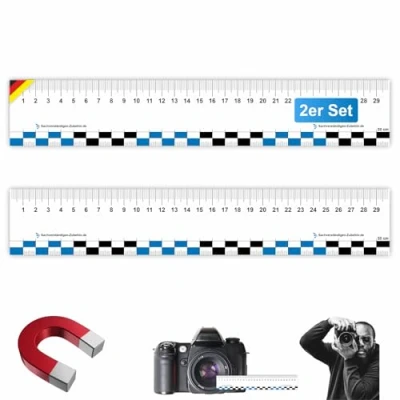 Image of Sachverständigen Zubehör® Crack Width Ruler Feeler Gauges [7,5 cm monitor] as 2 pcs set Monitoring Metric Crime Scene Forensic Tell Tale Measuring Tool