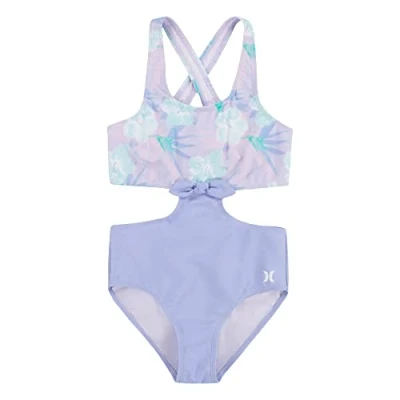 Image of Hurley Girl&#039;s Hrlg Tie Front Monokini One Piece Swimsuit, P8z, 10 Years