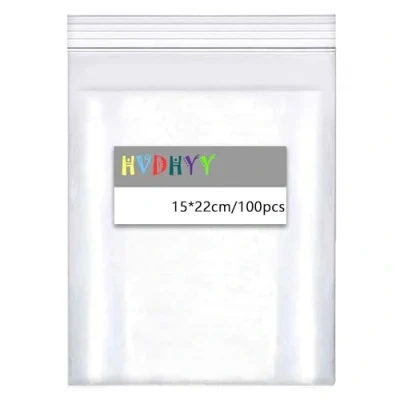 Image of HVDHYY Small Plastic Bags 15 * 22cm 100pcs Sealable Little Ziplock Bag Choose Your Size Resealable Grip Seal Packaging for Food Storage Jewellery Household Kitchen Clothing