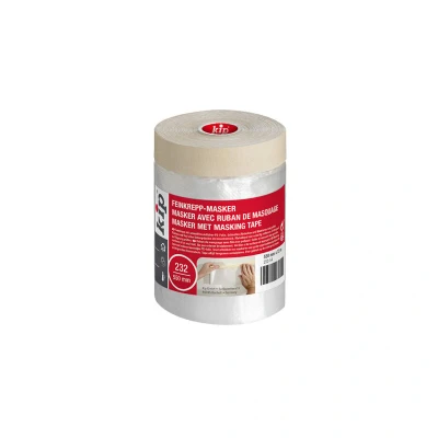 Image of Kip Drop Cloths Pre Taped Painters Masking Film 550mm x 33m, Masker Tape with Plastic Sheet, Drape for Spraying, Covering, Suitable Decorating, Automotive, Windows, Dust &amp; Paint Protection