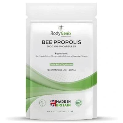 Image of Bodygenix Bee Propolis Capsules 1000mg Antioxidant Antibiotic Boost Immune System Natural Food Supplement 60 Caps 2 Month Supply
