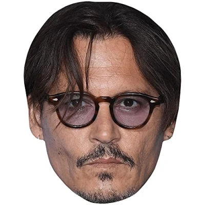 Image of Johnny Depp (Glasses) Celebrity Mask, Flat Card Face, Fancy Dress Mask