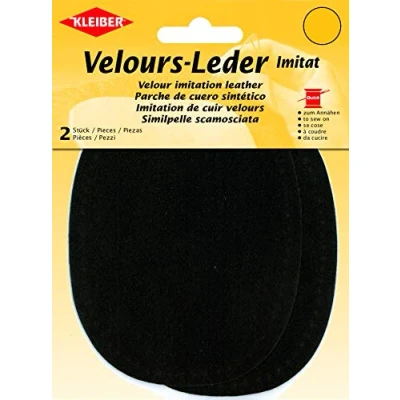 Image of Kleiber Velour Imitation Leather Oval Patch, Dark Brown
