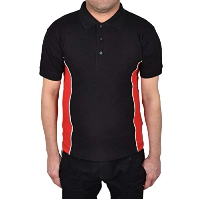 Image of True Face Mens Polo Shirt Plain Tshirt Short Sleeve Summer Work Pique T Workwear Adult Tee Classic Casual PK Top Black Red S