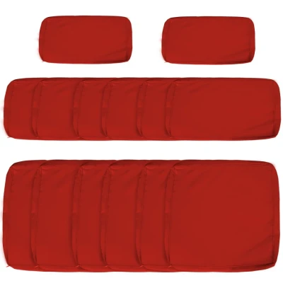 Image of Outsunny Garden Rattan Sofa Cushion Polyester Cover Replacement Outdoor No Included Red