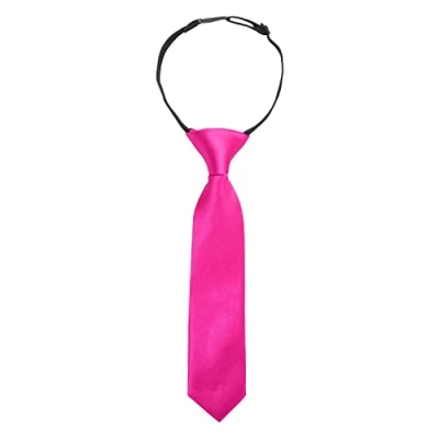 Image of DQT Plain Satin Pre Tied Elasticated Adjustable Neck Tie for Boys 0 2 Years Old Hot Pink