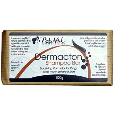 Image of Petnat Dermacton Dog Shampoo for ITCHY Irritated Skin Natural Relief From Itching, Antibacterial and Antifungal, Long Lasting Bar Format, Great Sensitive &amp; Dry Skin, Professionally Recommended
