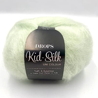 Image of DROPS Knitting Kid Silk Brushed Mohair 4 Ply Fingering Yarn 47 Pistachio Ice Cream