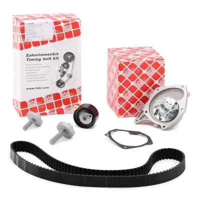 Image of 7701477028, 7701477028S1 water pump + Timing Belt Kit FEBI BILSTEIN 32731 with 123 27mm rounded tooth profile Metal RENAULT: Captur