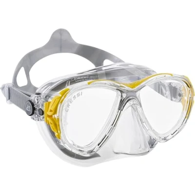 Image of Cressi Eyes Evolution Scuba Diving Snorkeling Mask (Made in Italy), Clear/Yellow