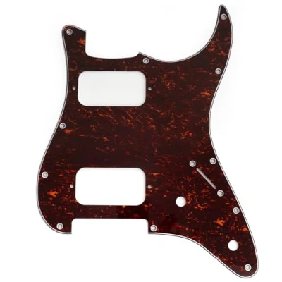 Image of Musiclily Pro 11 Holes ST HH Guitar Pickguard with Round Corner Uncovered Humbucker 2 Pot Layout for Fender Squier Strat Style Electric Guitar, 4ply Red Tortoise