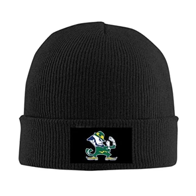 Image of kenwozi Fadah University of Notre Dame Fighting Irish Custom Unisex 3D Winter Warm Knit Beanie Hip Hop Cap Black
