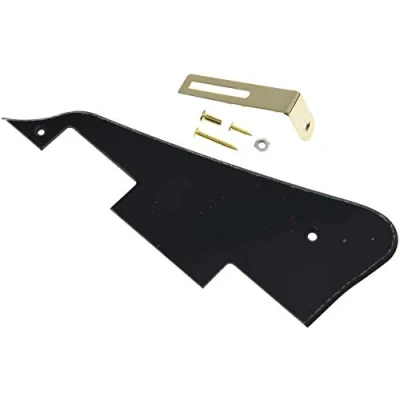 Image of Dopro Solid Black 1 Ply LP Guitar Pickguard with Gold Bracket for Epiphone Les Paul