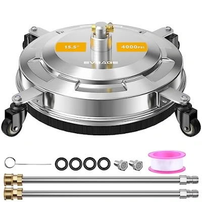 Image of EVEAGE 15.5&quot; Pressure Washer Surface Cleaner, Power Cleaner with 4 Wheels, Stainless Steel Housing Accessories 2 Extension Wands, Replacement Nozzles &amp; 4000 PSI,EP006