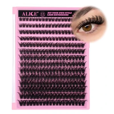 Image of 280Pcs Wispy Individual Lashes DIY Eyelash Extensions 8 16MM Fluffy D Curl Lash Clusters 80D Cluster Eyelashes at Home by ALICE