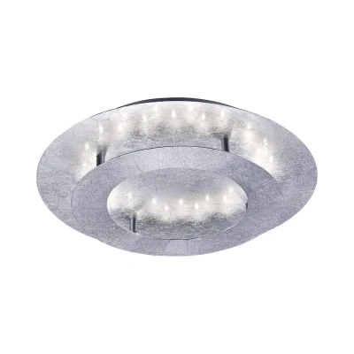 Image of Nevis Decorative Flush Ceiling Light Silver 1x 18W LED 3000K