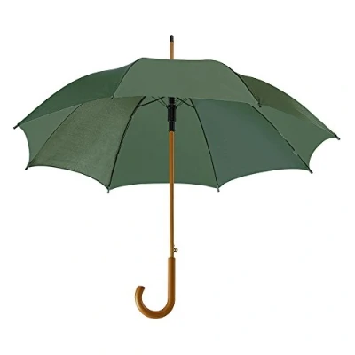Image of eBuyGB Automatic Classic Wooden Crook Handle Folding Umbrella 41.5&quot; (Green)