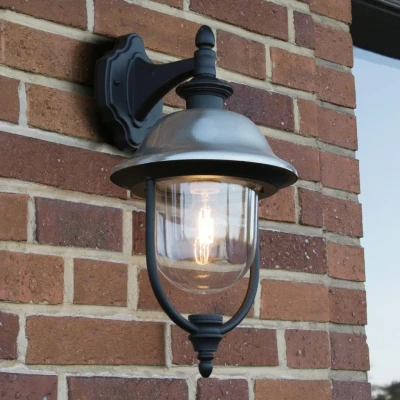 Image of Parma Outdoor Classic Lantern Down Light Black+Stainless Steel, IP43