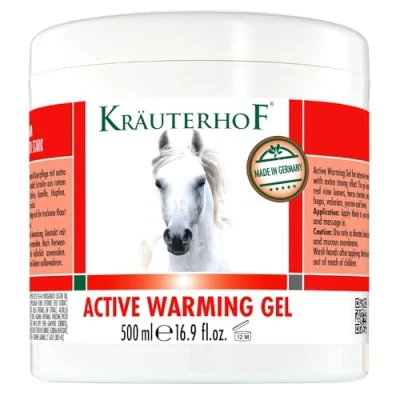 Image of Kräuterhof® Horse Balm Duo Set Warming &amp; Extra Strong (2 x 500 ml) Massage Gel for Tired Muscles Joints with Heat Effect, Care Muscle Soreness, Back Tension Joint Discomfort