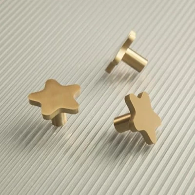 Image of OUTAKU Decorative Brass Kitchen Cabinet Knobs Gold Star Drawer Dresser Pulls Furniture Cupboard Wardrobe Door Handles Modern 4Pack (4)