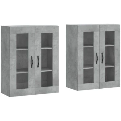 Image of vidaXL Wall Mounted Cabinets 2 pcs Concrete Grey Engineered Wood