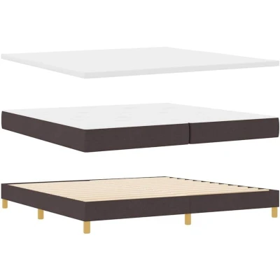 Image of vidaXL Box Spring Bed with Mattress &amp; Bench Dark Brown 200x200 cm Fabric