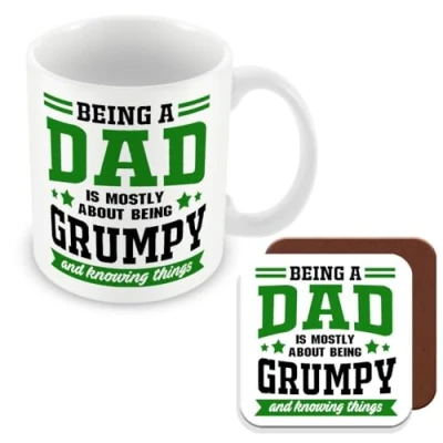 Image of MUGGZ Funny Dad Quote Mug &amp; Coaster Gift Giftset Made in The UK