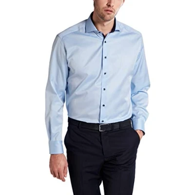 Image of Eterna Long Sleeve Shirt Comfort FIT Twill uni Light Blue