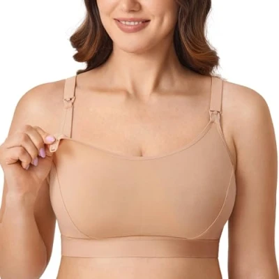 Image of Gratlin Women&#039;s Nursing Bras Maternity Plus Size Breastfeeding Cotton Sleep Sports Bra Natural L