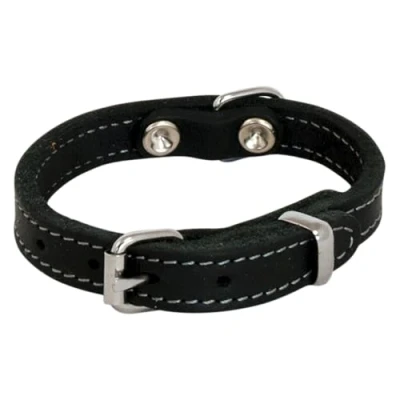 Image of JACK AND VANILLA, Dog Collar, Fat Leather, Black, Size 30 mm x 60 cm