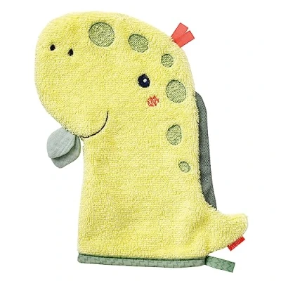 Image of Fehn 051230 Dino Wash Mitt Cloth with Animal Motif for Happy Bathing Fun, Babies and Children from 0+ Months