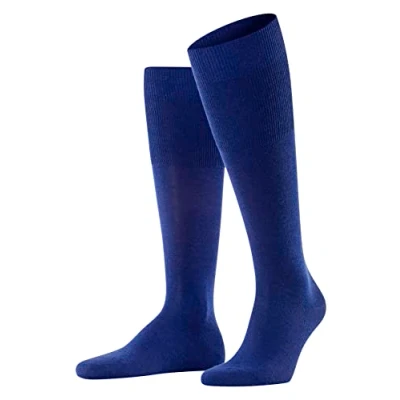 Image of FALKE Men&#039;s Airport M KH Wool Cotton Long Plain 1 Pair Knee High Socks, Blue (Royal 6000), 8.5 9.5