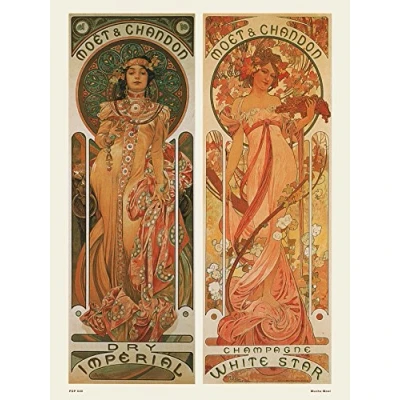 Image of onthewall Art nouveau Poster Print by Alphonse Mucha Moet, White, 30 x 40 cm