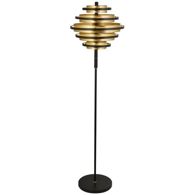 Image of Hive Black/Gold Leaf 5 Light LED Floor Lamp 2700K
