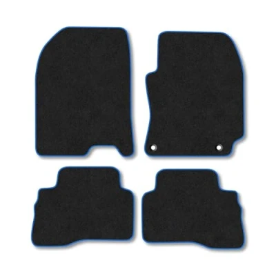 Image of Car Mats Compatible with Hyundai Kona Hybrid (2017 2020) Tailored Fit Blue Carpet Floor Set Accessory Custom 4 Pieces Anti Slip Backing &amp; Binding Trim Edge