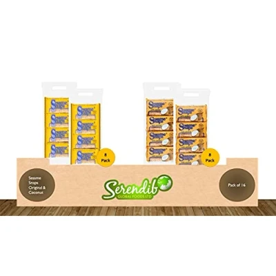 Image of Sesame Snaps Original Flavour 8 Pack &amp; Coconut (30g Each) Gluten Free Suitable for Vegetarians