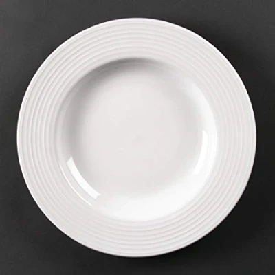 Image of 6X Olympia Linear Pasta Service Plates 310mm Porcelain White