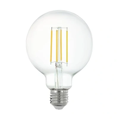 Image of Eglo Connect.z Smart Home E27 LED Filament Light Bulb, G95, ZigBee, app and Voice Control, dimmable, Neutral White, 806 Lumen, 6 watt, Vintage Lightbulb Transparent