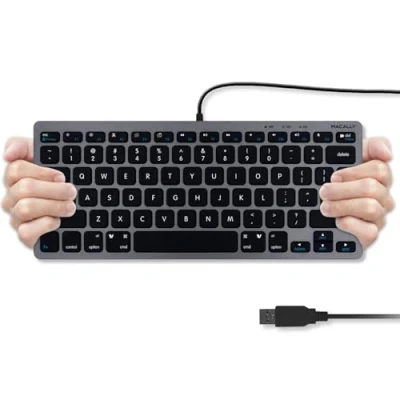 Image of Macally Slim USB Wired Small Compact Mini Computer Keyboard for Apple Mac, iMac, MacBook Pro/Air, Mac Mini, Windows PC Desktops, Laptop (Space Gray)