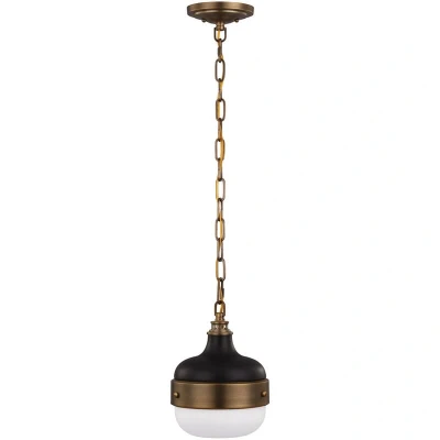 Image of Cadence 1 Light Dome Ceiling Mini Pendant Antique Brass, Black, E27