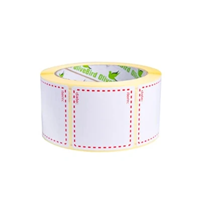 Image of OliveBird 500 x Removable Labels On Roll, Size 50x50mm Square, White and Red Date Use for Reusable Containers