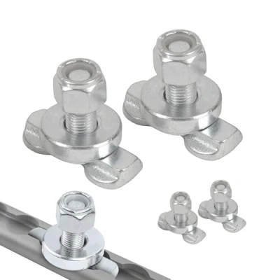 Image of Oldbones L Track Double Lug Threaded Stud Fitting, Rail Tie Down Anchor for Enclosed Trailers, Cargo Vans, Airline Screw Mount M10X30MM,Not Included (4 Pack)